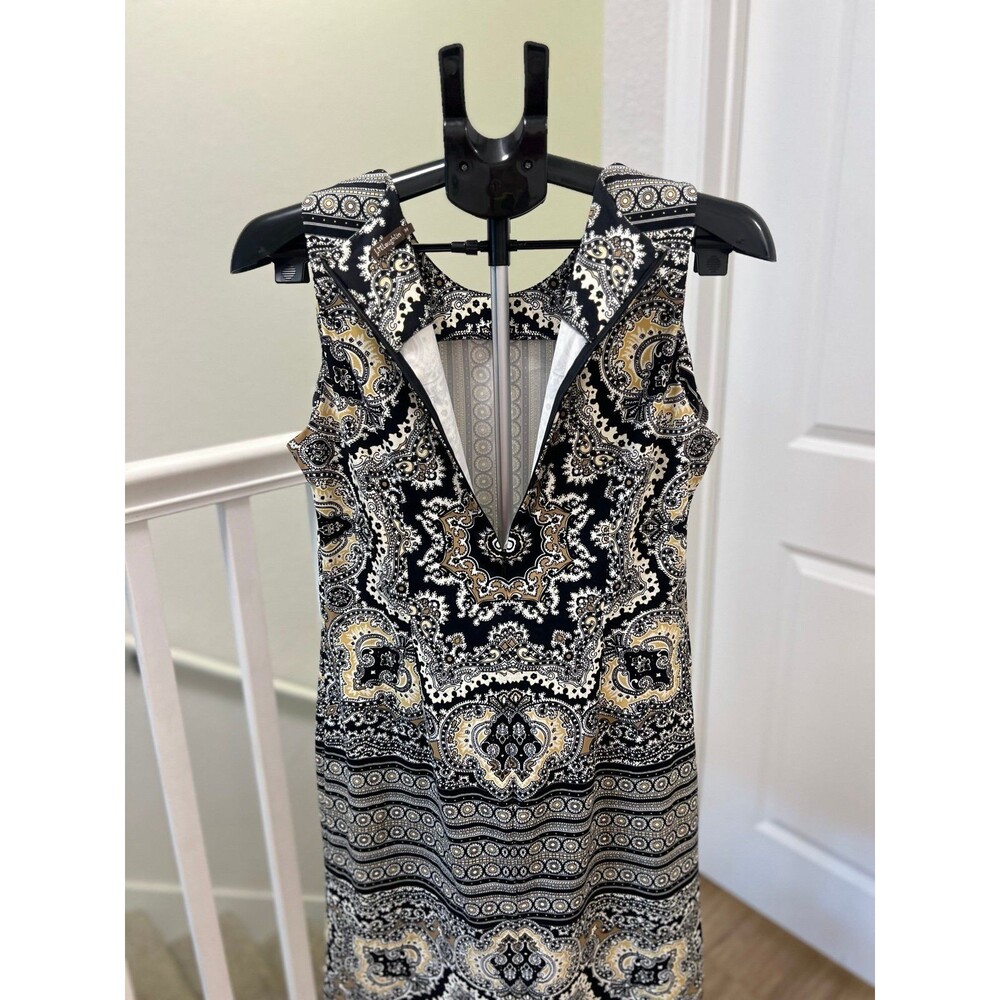 J. McLaughlin Black & Tan Patterned Dress in Great Condition! Size Medium - Picture 7 of 11